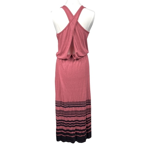 C&c California Boho Casual Colorblock Stripe XBack Maxi-Dress Cover-Up Pink Navy - Picture 4 of 7